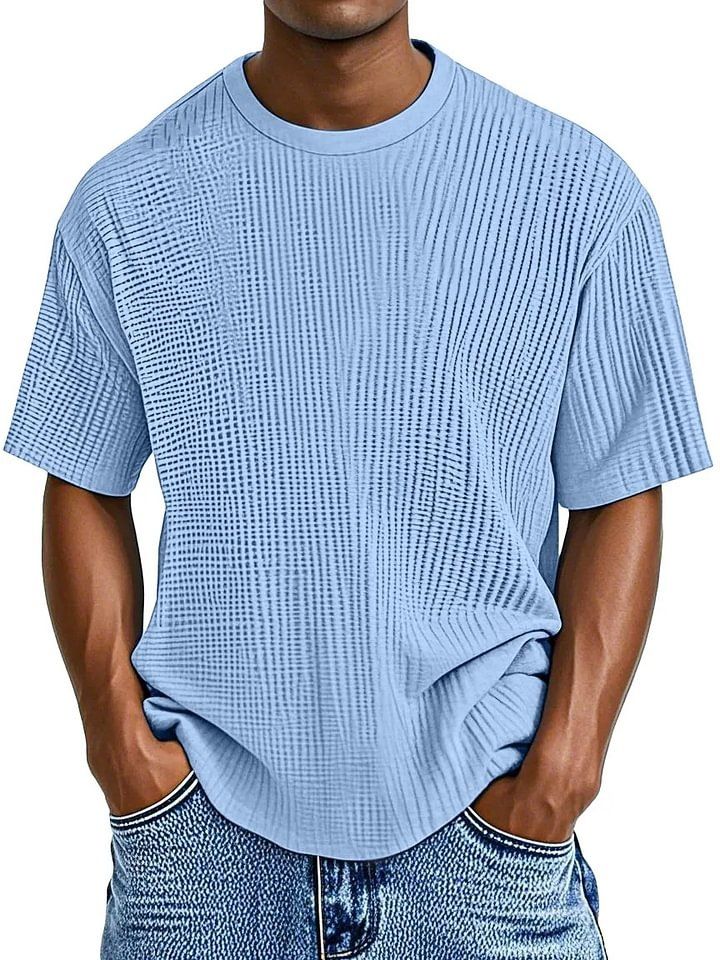 Men's Moisture-Wicking Crewneck T-Shirt - Breathable Polyester Blend Casual Tee For Everyday Wear_voghion.com