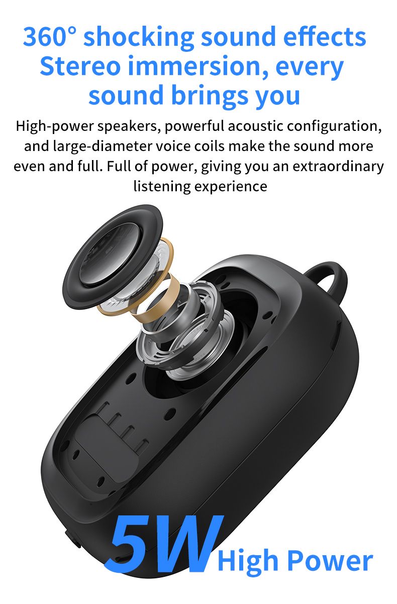 Nowy bezprzewodowy zewnętrzny przenośny głośnik Bluetooth INWA-629 z subwooferem o dużej mocy 5 W, kolumną muzyczną i zestawem głośnomówiącym_voghion.com