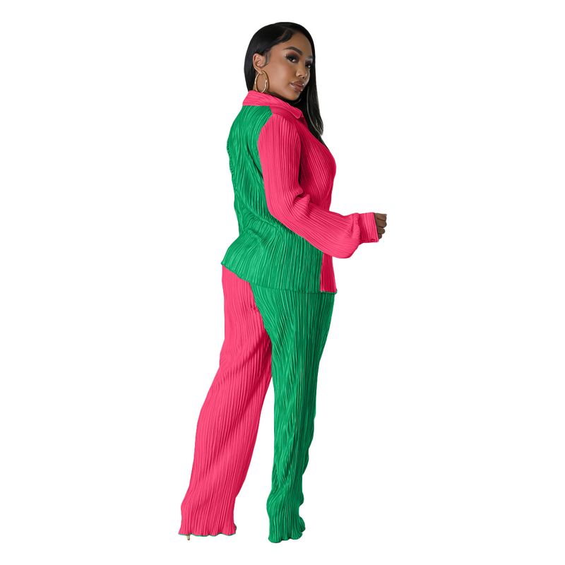 Abbigliamento donna Autunno Nuovi prodotti Colore Stuzzicadenti Tessuto Largo Casual Due Pezzi Completo_voghion.com