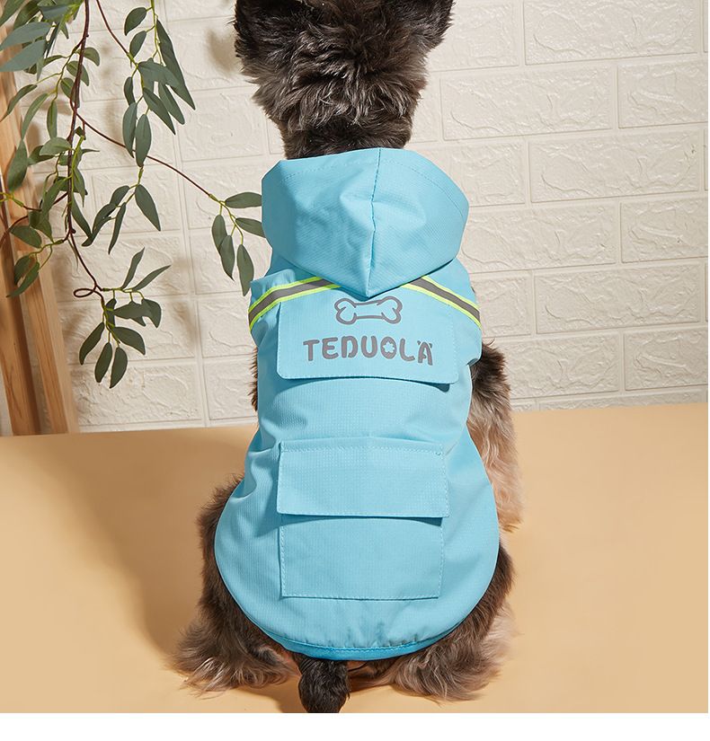 New Pet Clothing, Dog Reflective Raincoat Pocket Design, Waterproof Two Legged Clothing_voghion.com