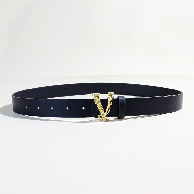 Women's Belts Fashionable, Simple And Purely Decorative, Versatile Ins Style V Shaped Buckle Black Jeans Belt_voghion.com