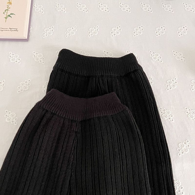 Vestito in maglia per bambine, con tasche dolci, due fiocchi, piccolo vestito in maglia, autunno e inverno, nuovo stile per bambine, stile coreano_voghion.com