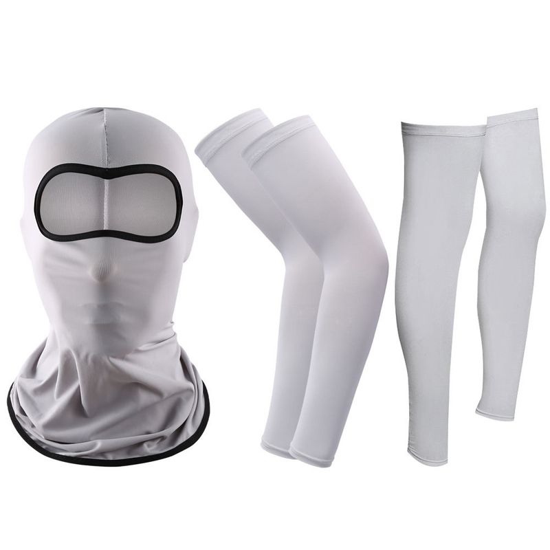 LazyZoom Masque de cyclisme d'été en nylon, ensemble de trois pièces, protection solaire décontractée pour les bras et les jambes en soie, pour sports de plein air_voghion.com