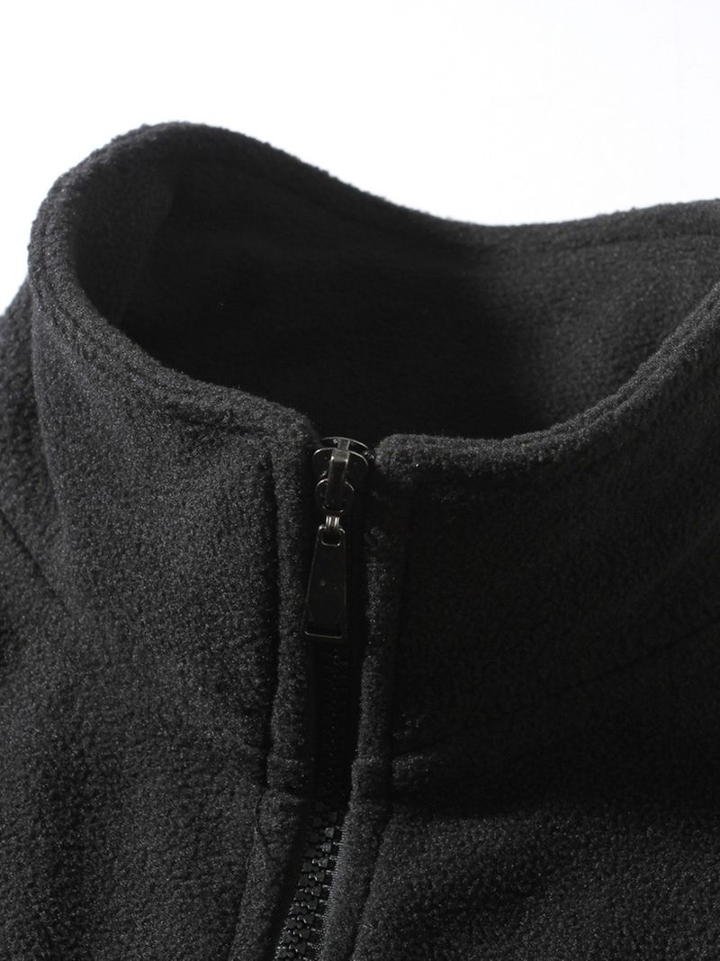 Chaqueta informal con capucha y cremallera para hombre - Sudadera ligera con cuello alto y forro polar para otoño e invierno (gris, negro, verde, beige)_voghion.com