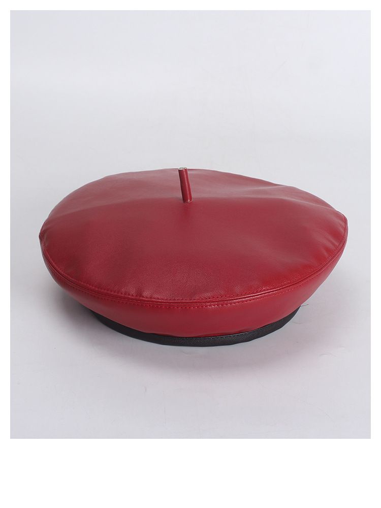Neuheiten BUTTERMERE Leder Frauen Französisch Militär Baskenmütze Weibliche Rote Damen Kürbis Hut Einstellbar Vintage Herbst Winter Schiebermütze_voghion.com