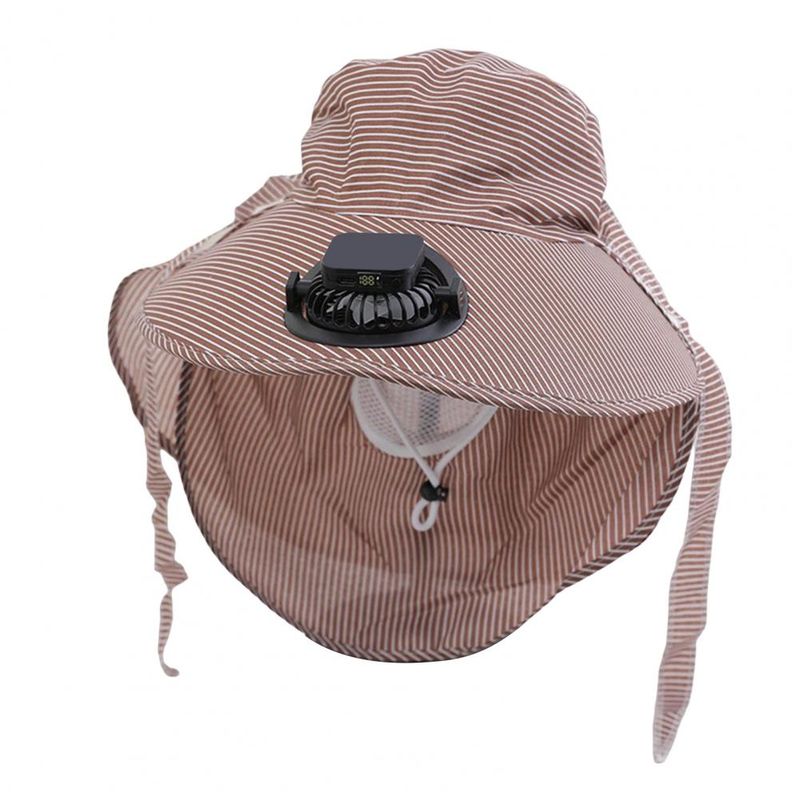 RYYD Gestreepte Bucket Hat - Ingebouwde ventilator|UV 50+|Nekflap_voghion.com