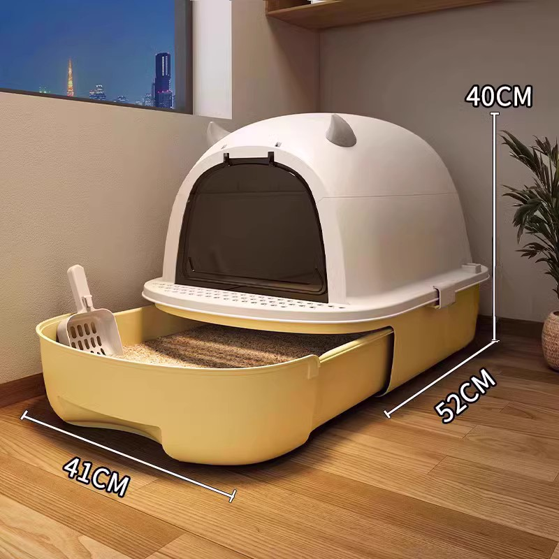 Odor-Proof Fully Enclosed Toilet Litter Tray Extra Large Splash-Proof Cat Poop Box Beiqin_voghion.com