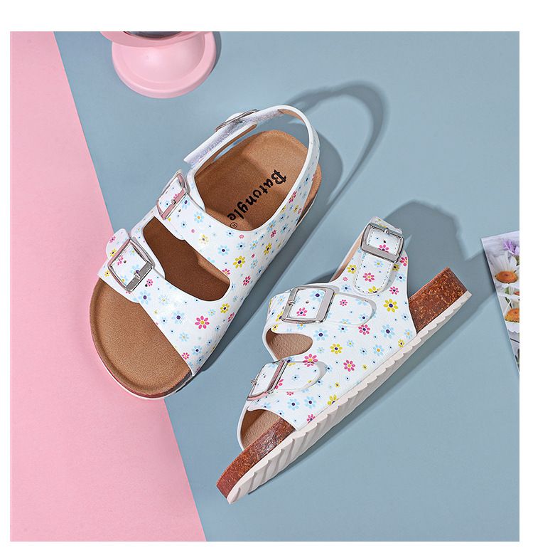 Sandali da bambina per donna, versione coreana estiva 2024, con suola morbida e antiscivolo, sandali da bambina in sughero, scarpe da spiaggia alla moda per bambini, commercio estero_voghion.com