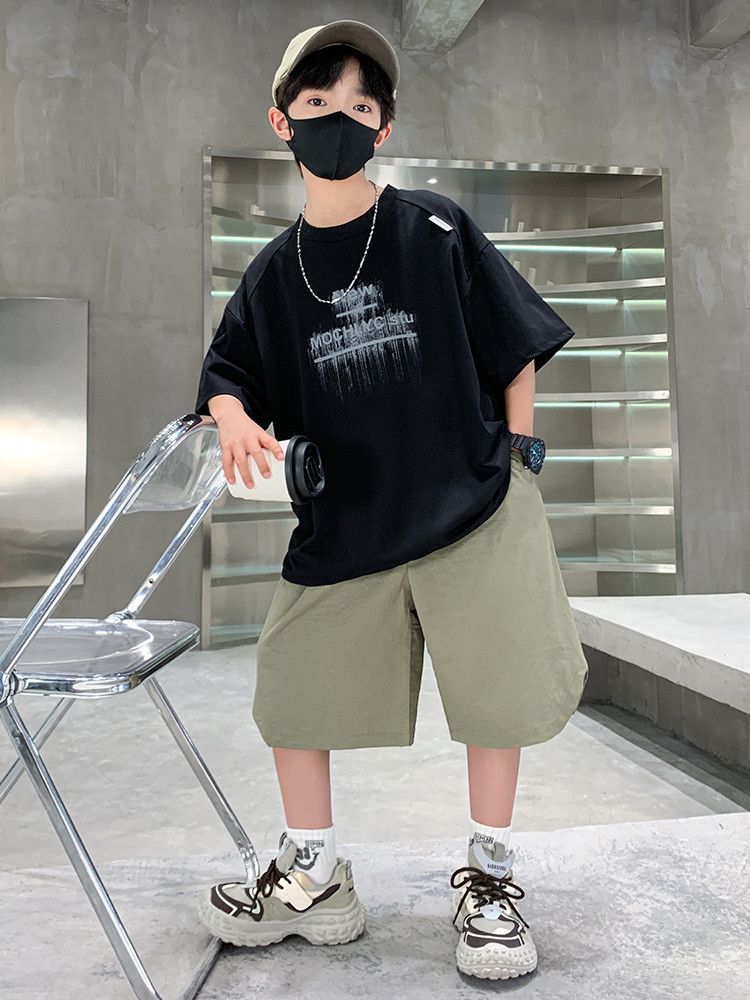 Ropa para niños, traje de verano de manga corta para niños de talla mediana y grande, traje de dos piezas_voghion.com