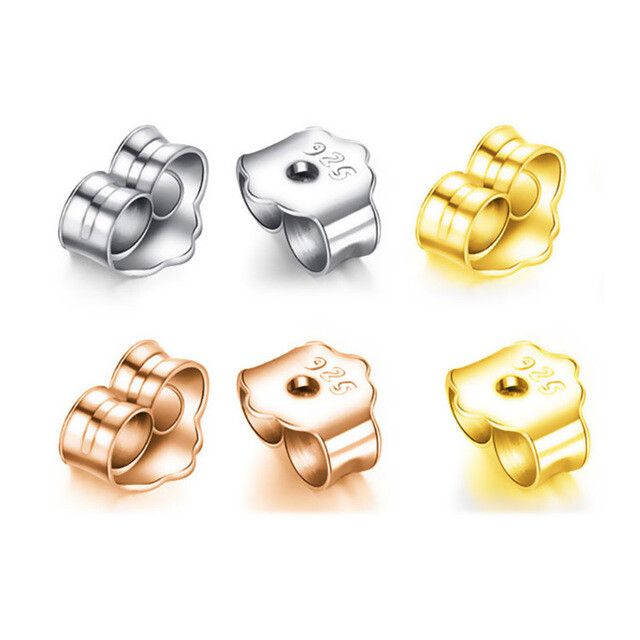 S925 Sterling Silver Earrings Posts Ear Stud Flat Pin With Backs DIY Findings_voghion.com