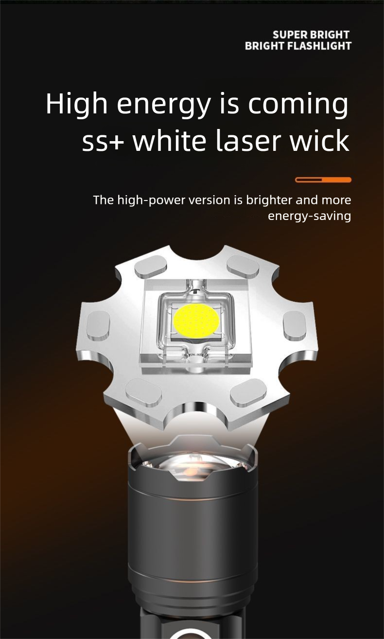 Neue LED-Taschenlampe mit hoher Helligkeit, wiederaufladbar über USB, ultrahell, für den Außenbereich, für den Heimgebrauch, Notfall-Gaslicht, Fernscheinwerfer_voghion.com