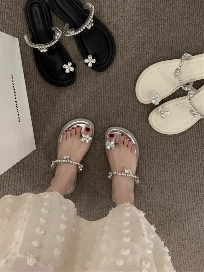 Francouzské módní a elegantní diamantové dámské svrchní oblečení, léto 2024, nové sváteční pantofle s motýlí špičkou_voghion.com