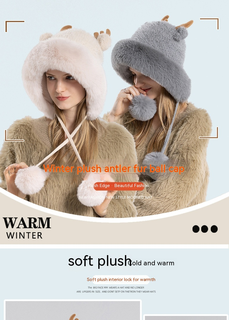 Cappello caldo da esterno Cappello invernale in lana per bambini Cappello in lana lavorata a maglia con corno di cervo Cappello di protezione per le orecchie alla moda Tendenza moda Versatile_voghion.com