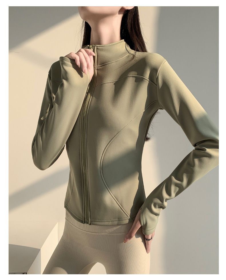 K Women's Yoga Jacket With Zipper And Long Sleeves For Running, Sports, Cycling, And Fitness; Slim-fit And Warm._voghion.com