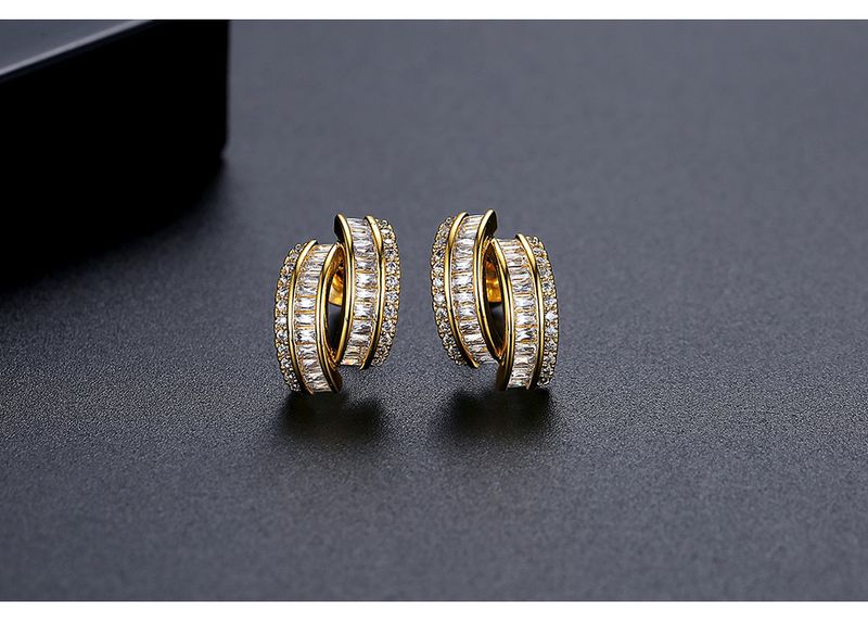 Damenschmuck, Vintage-Ohrstecker mit zweilagigen geometrischen Strasssteinen – elegantes U-förmiges Design für den täglichen Gebrauch, leichte Luxus-Ohrringe, Geschenke_voghion.com