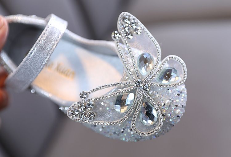 Mädchen Prinzessin Square Mund Strass Bogen Einzelnen Schuh Schuhe Zeigen Tanz Schuh Mädchen_voghion.com