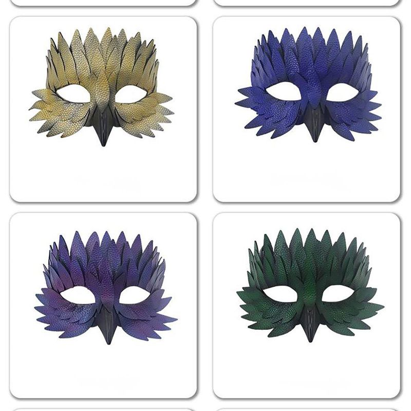 Halloween High-end Half-face Leather Feather Bird Beak Masquerade Party Mask Costume Prop Bar Fun Adult Version_voghion.com