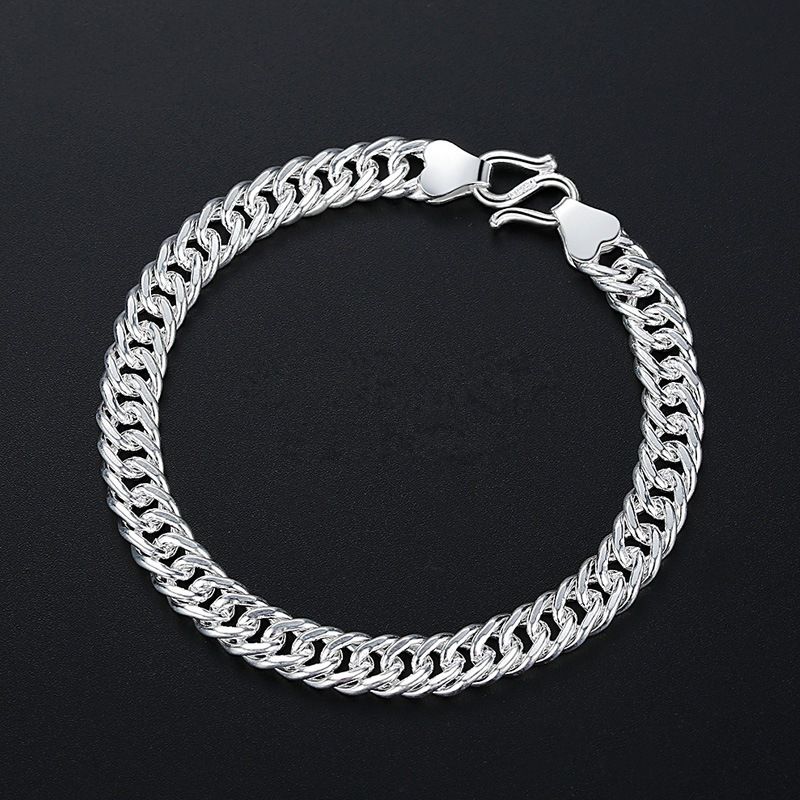 Nuovo braccialetto cubano alla moda e audace da uomo, con fibbia a frusta, fatto a mano, placcato argento, stile spesso_voghion.com