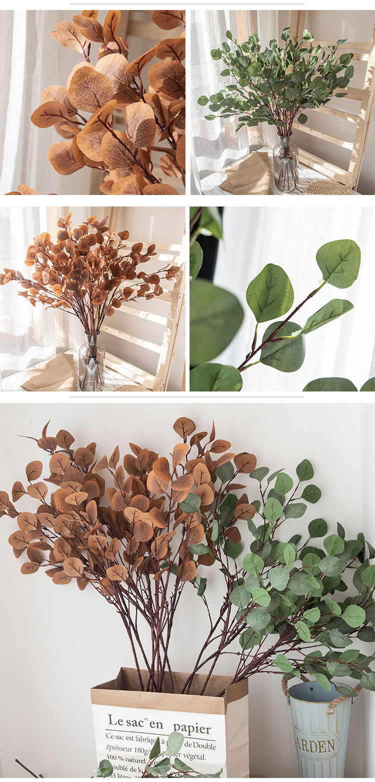 Kunstbloem eucalyptus blad bladgoud ginkgo blad fabrikant huisdecoratie plant muur kunstbloem MW26642_voghion.com