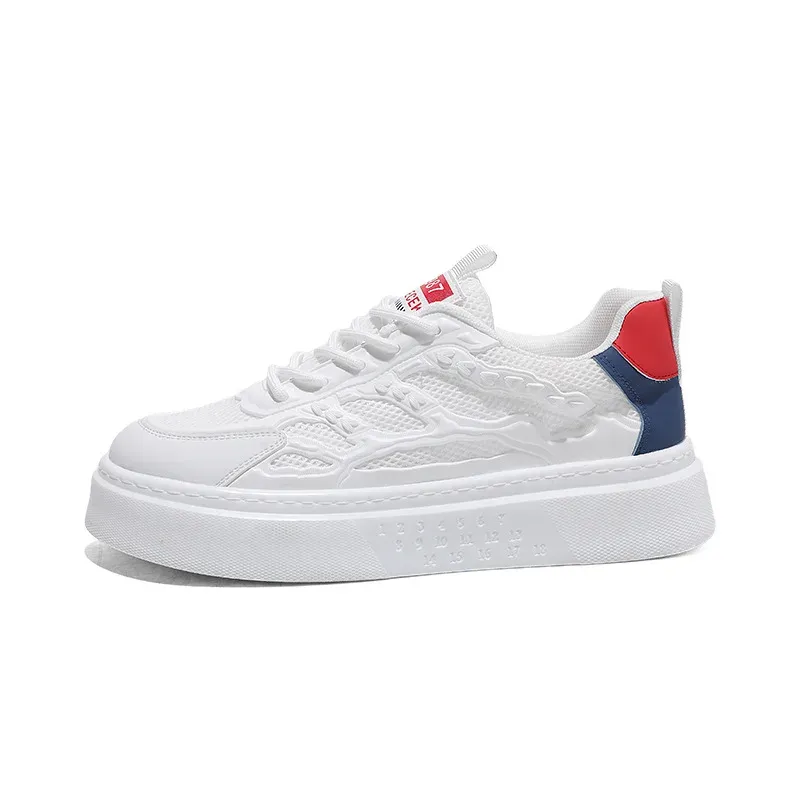 2024 New Summer Men's Shoes Thick Sole Versatile Breathable Mesh Panel Casual Trendy Sports Shoes Small White_voghion.com