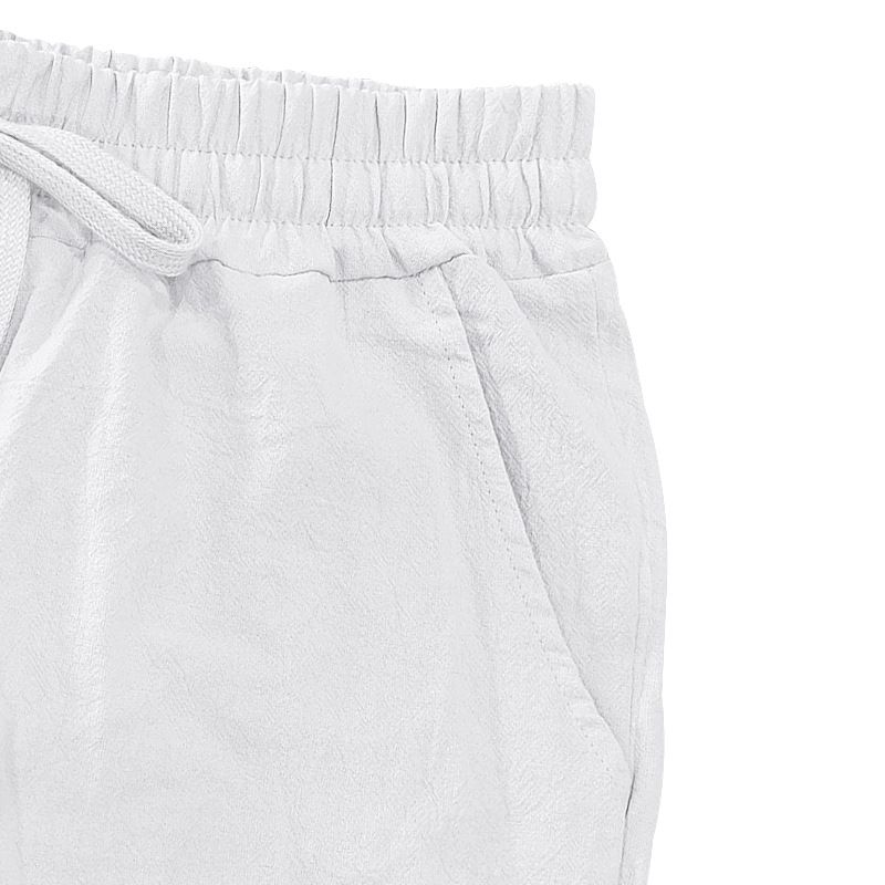 Polo da uomo estivo, casual, ampio, traspirante, in lino, con maniche corte e pantaloni a sette quarti_voghion.com