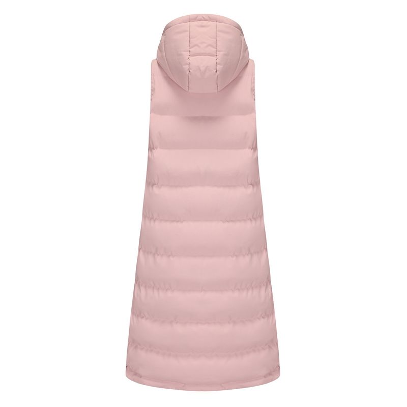 Women's Long Sleeveless Hooded Vest With Zip Front, Quilted Padded Jacket For Winter, Casual Outerwear In Solid Colors_voghion.com