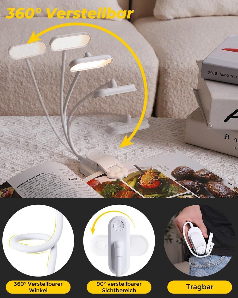 Home Furniture Creative New Book Clip Lamp Reading Desk Lamp Study Eye Protection Lamp LED Three Color Lighting Foldable Night Light USB Charging_voghion.com