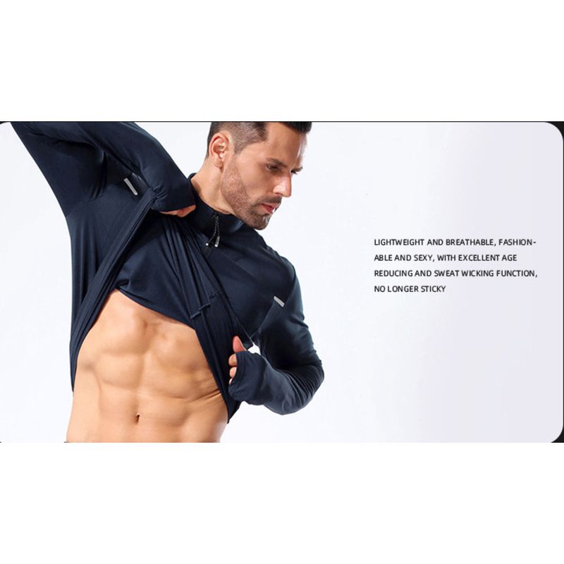 Langarm-T-Shirt für Herren – ideal für Herbst und Winter, mit halbem Reißverschluss, atmungsaktiv und elastisch._voghion.com