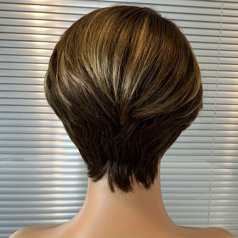 150 % Dichte, Pixie-Cut-Perücke, kurze, glatte Echthaar-Perücken für Frauen_voghion.com