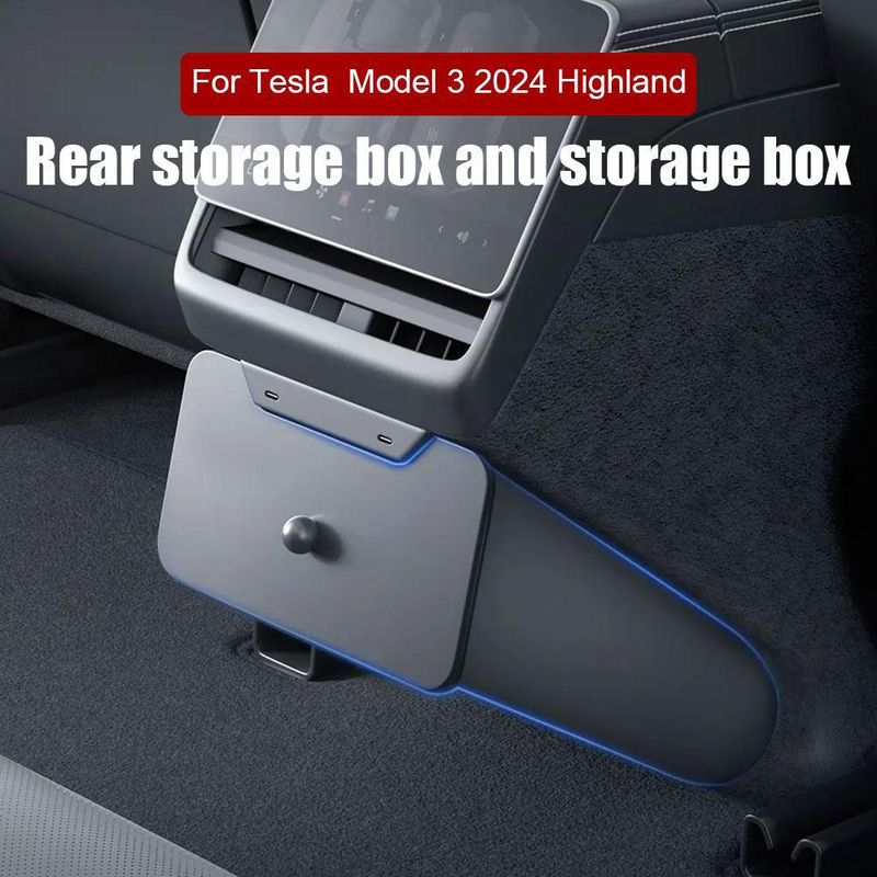 Adequado para a caixa de armazenamento traseira atualizada do Tesla Model Y/3, acessórios para latas de lixo de carro_voghion.com