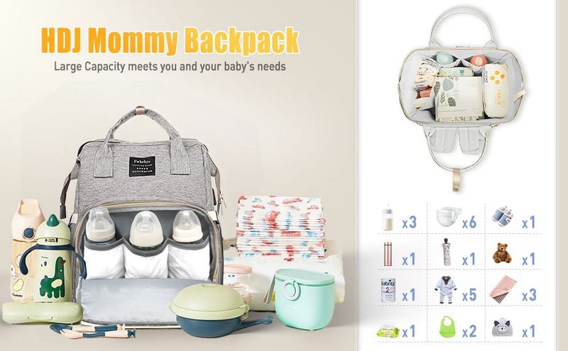 Nappy Backpack Bag Mummy Large Capacity Bag Mom Baby Multi-Function Waterproof Outdoor Travel Diaper Bags_voghion.com