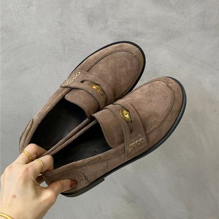 Mocassini in pelle con fodera in pile di alta qualità, stile britannico, autunno inverno, con piccole monete, slip-on_voghion.com