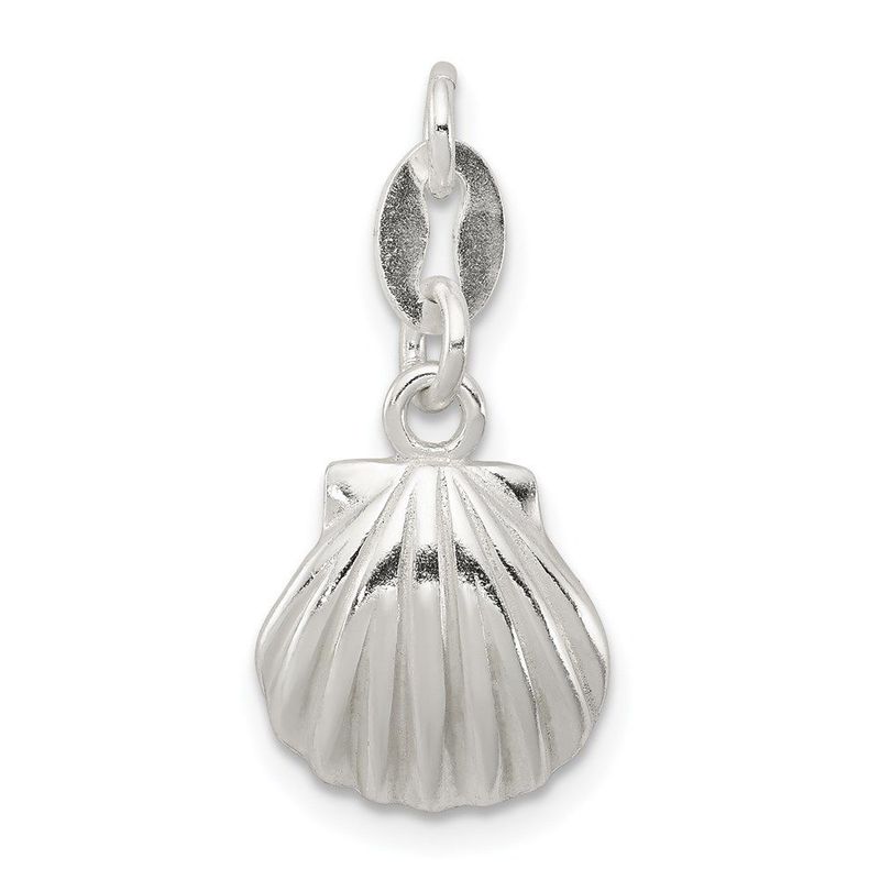Sterling Silver Polished & Satin Seashell Charm_voghion.com