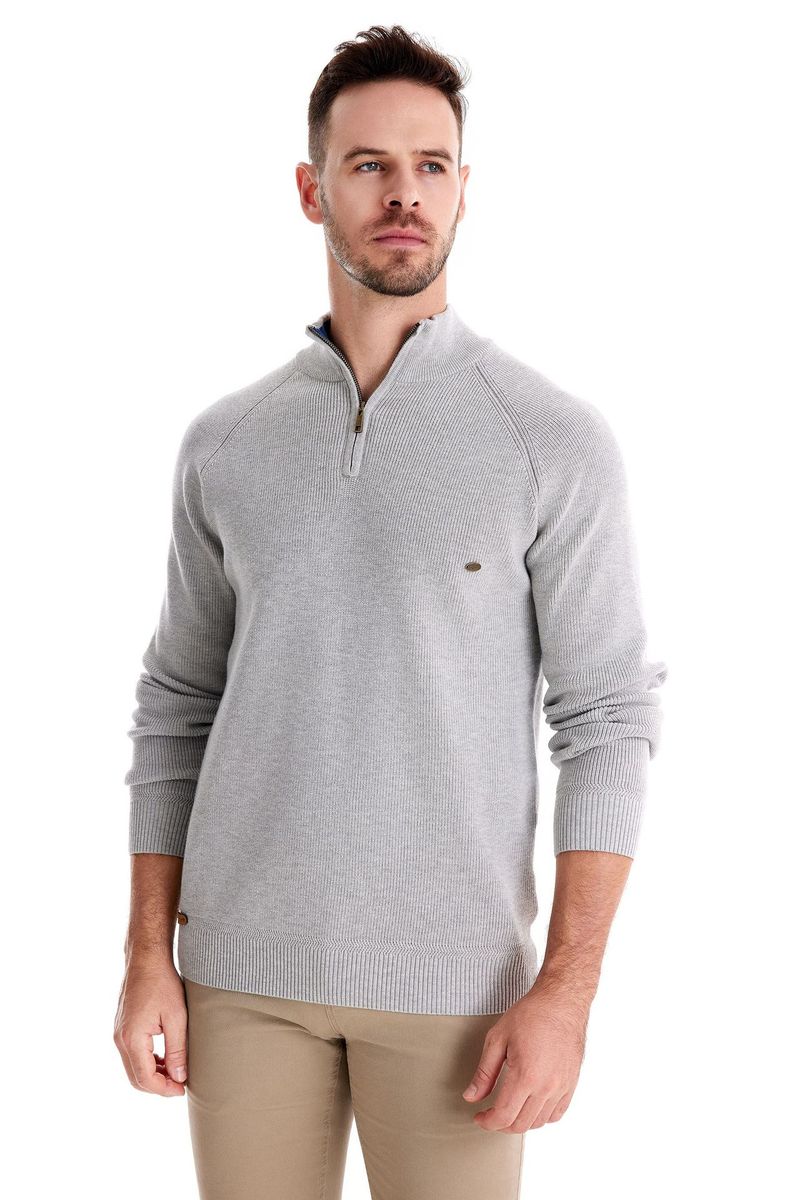Herbst und Winter neuer halboffener Brustpullover mit langen Ärmeln, Stehkragen, einfarbig, vielseitiges, lässiges Herrenoberteil_voghion.com