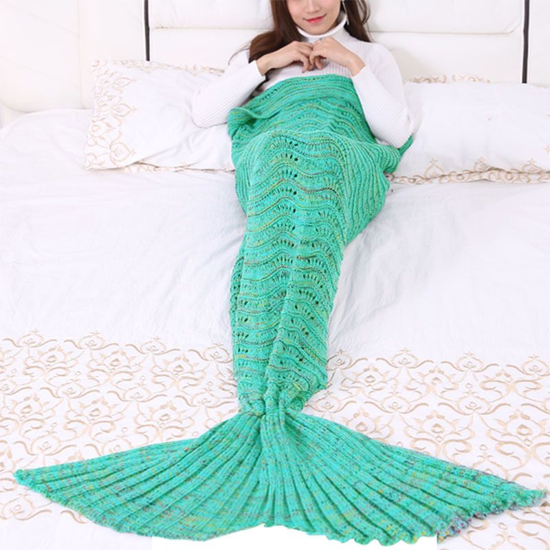 Yama Hohlwelle Meerjungfrau Gestrickter Fischschwanz Sofa Klimaanlage Decke Schlafsack_voghion.com