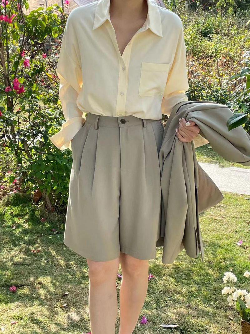 Dameskleding Losse casual colbert + wijde casual shorts voor dames_voghion.com