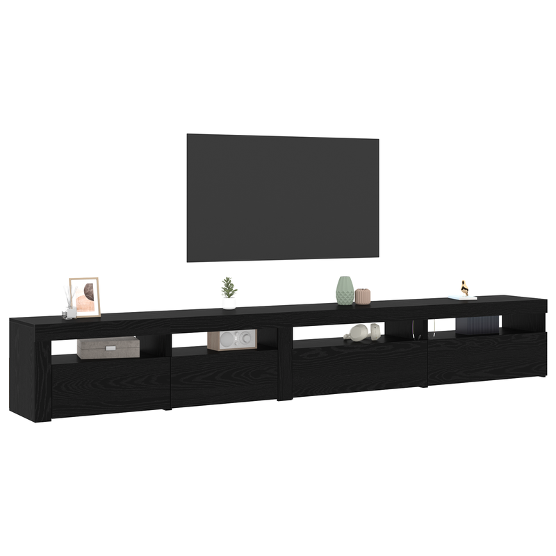 3-teiliger TV-Schrank mit LED-Lichtern Schwarze Eiche Holzwerkstoff_voghion.com