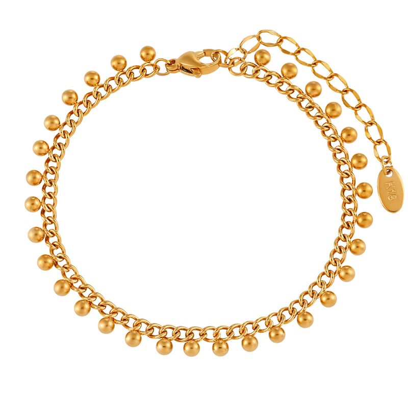 Bracciale con perline rotonde esagerate in stile esotico alla moda per donna con design a nappa, gioielli in acciaio al titanio_voghion.com