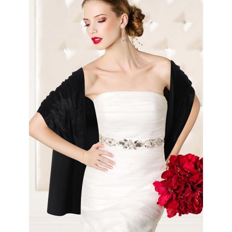 Modischer Damenschal in Burgunderrot, Samt, Seidenschal, Mehrzweck-Langschal, Kleid, Cheongsam mit kleinem Schal außen_voghion.com