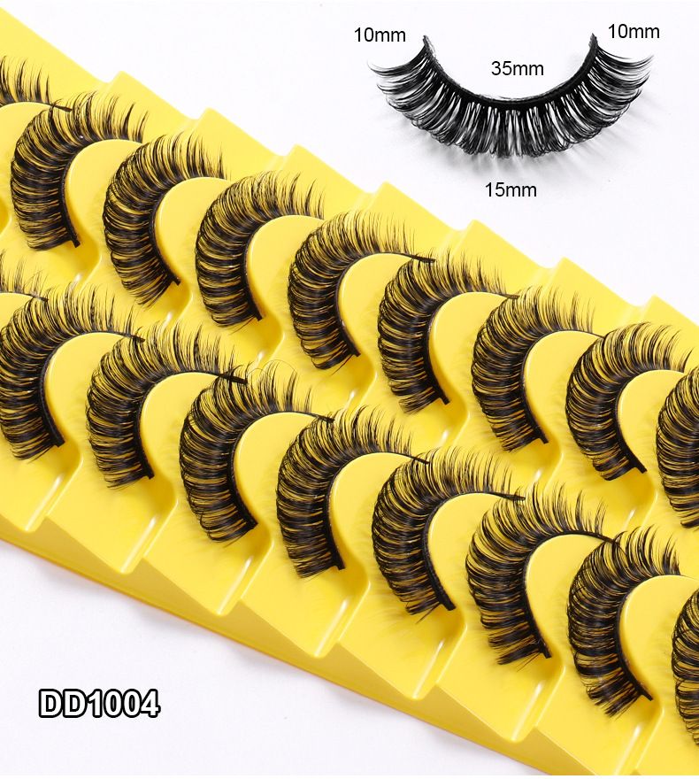New 10 Pairs Of Boxed False Eyelashes Natural Soft Thick Eyelashes Artificial Chemical Fiber Eyelashes_voghion.com