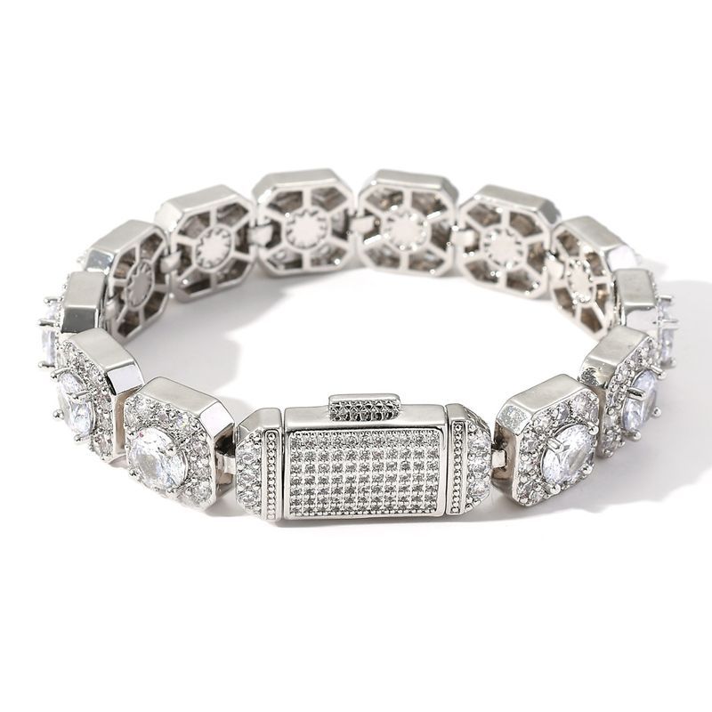 for Men 13mm Flip Clasp Rock Sugar Zircon Bracelet Men's Trendy Hip Hop Accessories_voghion.com