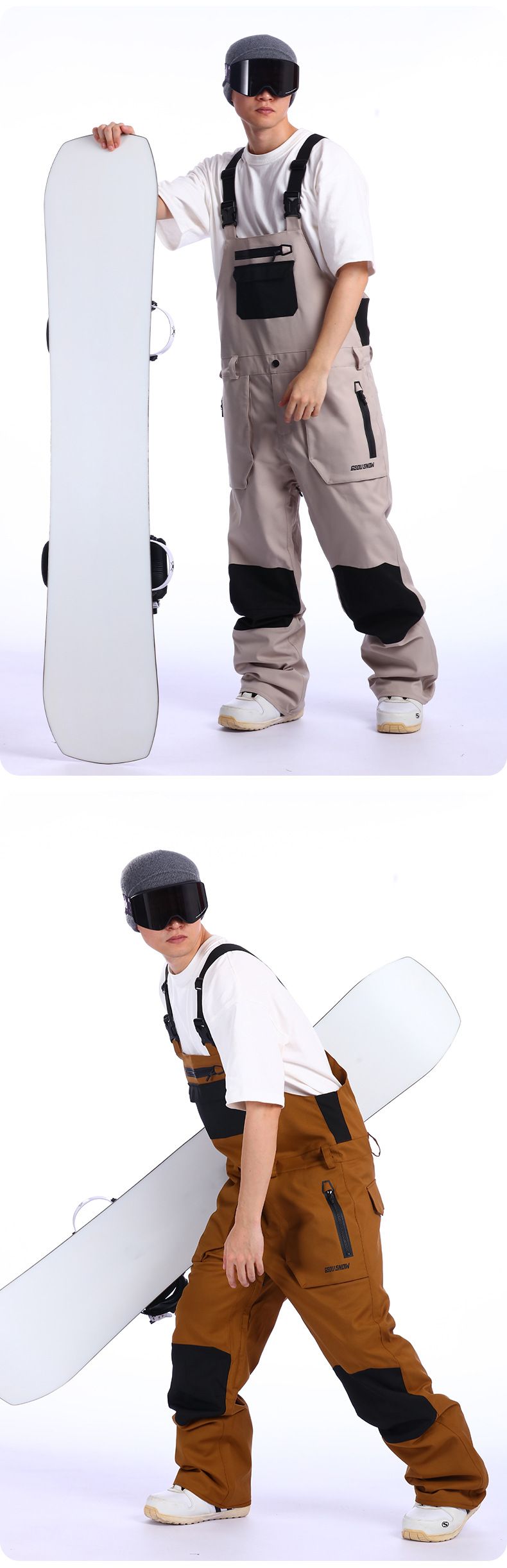 001 2425 New Me, Widproof, Warm, Waterproof, Sigle Ad Double Board, Foreig Trade Oe-Piece Ski Pats With Straps For_voghion.com