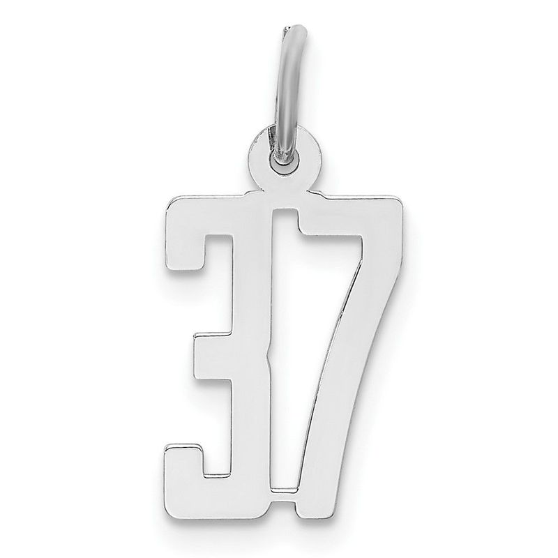 Sterling Silver/Rhodium-plated Elongated Number 37 Charm_voghion.com