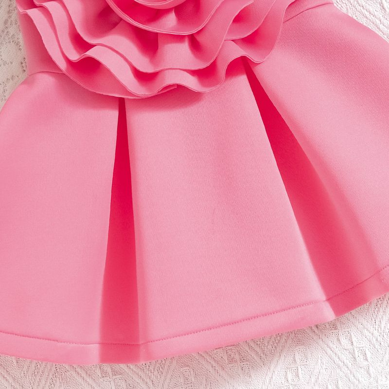 Kids’ Clothing Girls Summer Sleeveless Oversized Flower Ruffle Dress Princess Dress Children's Suit_voghion.com