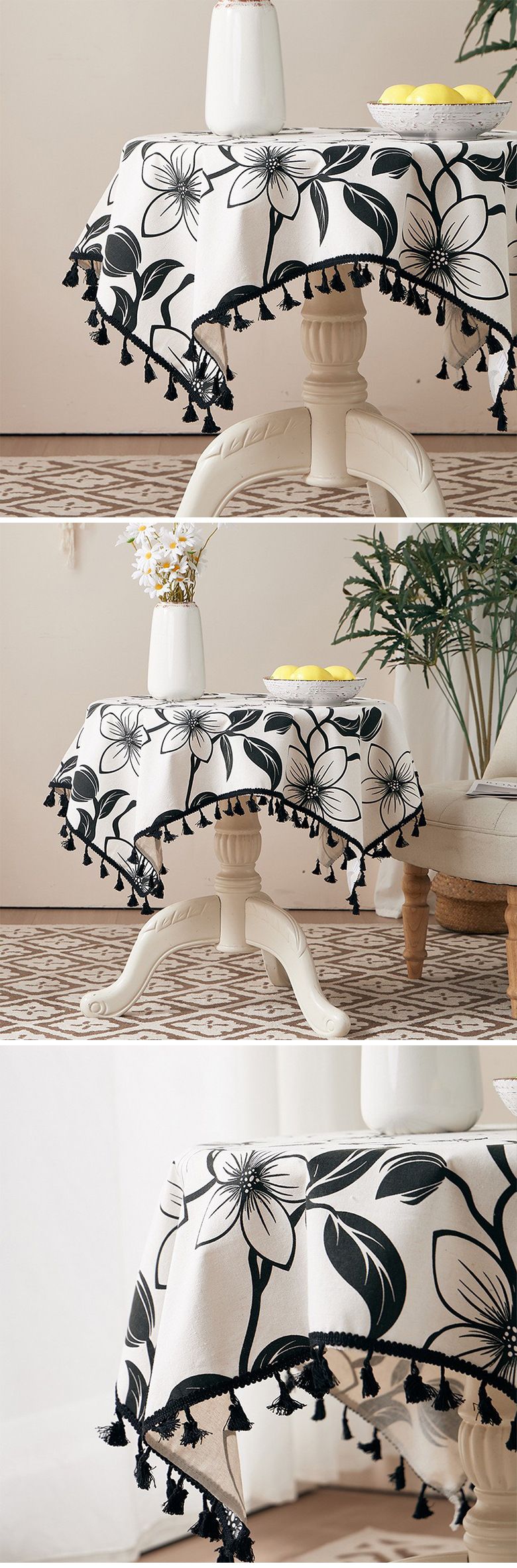 Tovaglia floreale – Copritavolo in policotone resistente al calore per tavoli da pranzo e da caffè – Antiscivolo, lavabile in lavatrice – Decorazione boho e rustica_voghion.com