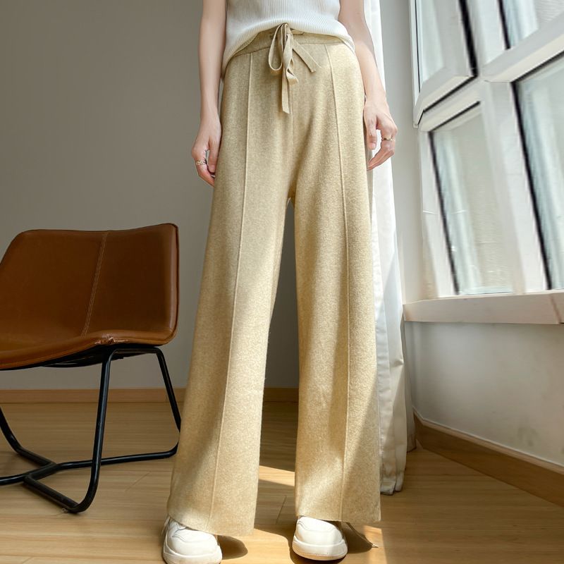 Leggings longs en velours Andy pour femme, collection automne-hiver 2024, coupe droite et jambes larges, couture centrale apparente._voghion.com