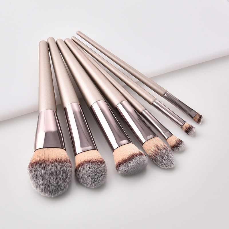 7 Stück Make-up-Pinsel, Make-up-Tools, Augen-Set, Lidschattenpinsel, Champagner-Gold, Kaffeeröhrenpinsel, GUJHUI_voghion.com