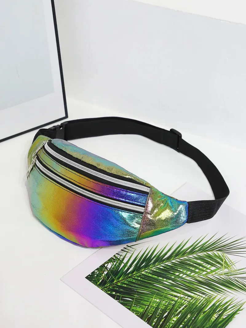 Gradient Color Fanny Pack Laser Holography Crossbody Waist Bag PackBelt Travel Walking Running Hiking Cycling Sport_voghion.com
