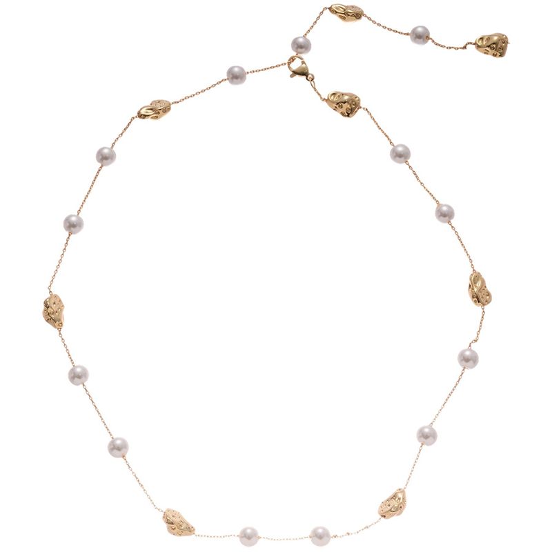 Echt vergoldete unregelmäßige Perlenkette im französischen Hofstil, Schlüsselbeinkette, Nischendesign, Sinn für Schmuck_voghion.com