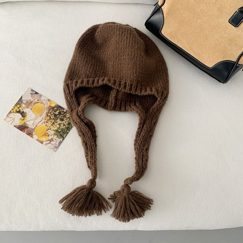 Maglione lavorato a maglia con paraorecchie a forma di cuore, in stile coreano, per donna, caldo e alla moda, con nappe, per autunno e inverno_voghion.com